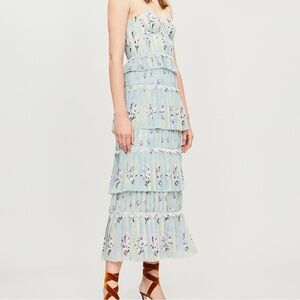 Self-Portrait tiered floral-print chiffon midi dress NWT